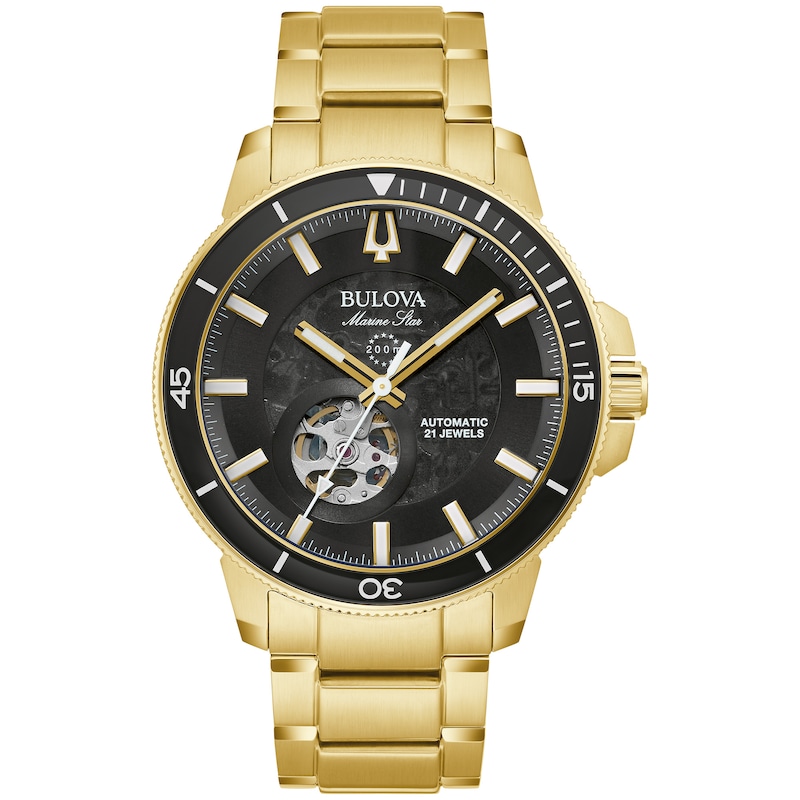 Bulova Marine Star Men's Yellow Gold Tone Bracelet Watch