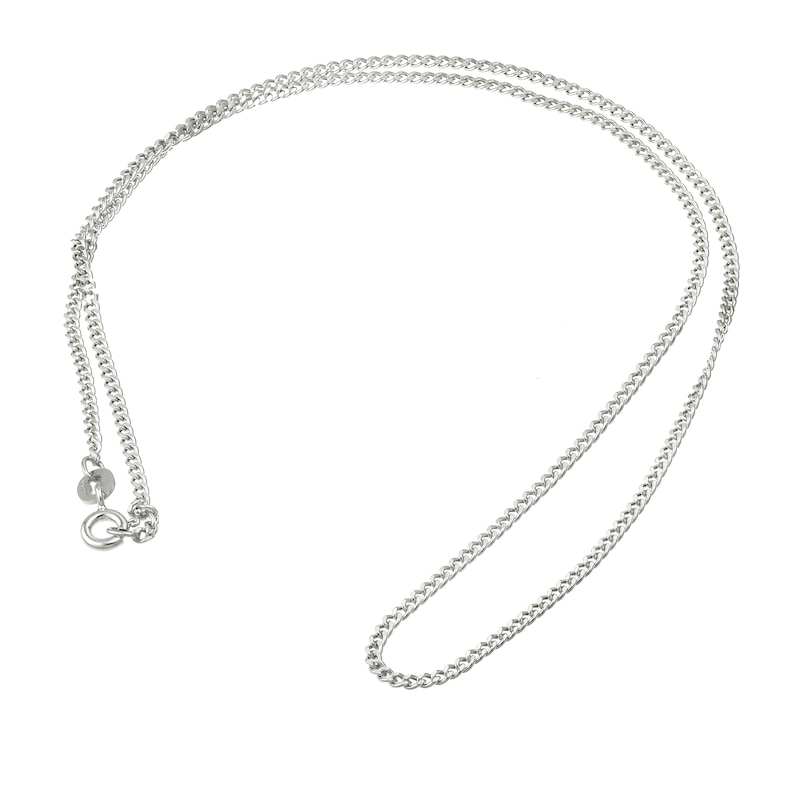 Main Image 2 of 9ct White Gold 18" Dainty Curb Chain