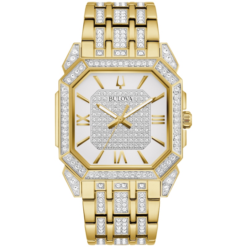 Main Image 1 of Bulova Crystal Octava Square Men's Gold Tone Bracelet Watch