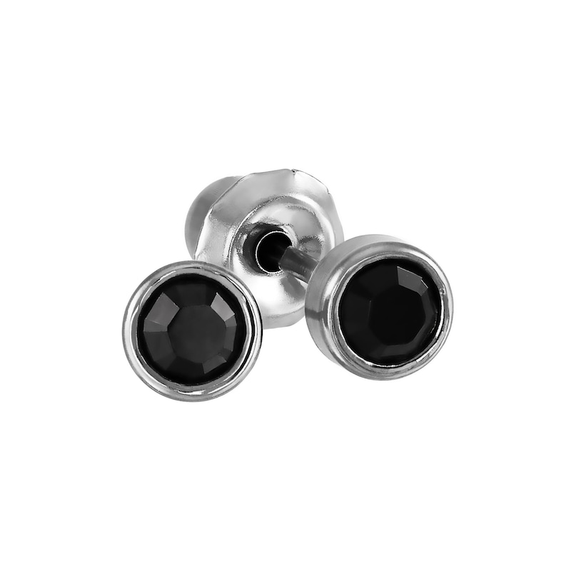 Titanium 4mm Black Crystal Bezel Studs For Ear Piercing