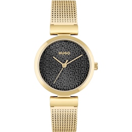 HUGO Sweet Ladies' Yellow Gold Tone Ion Plated Watch