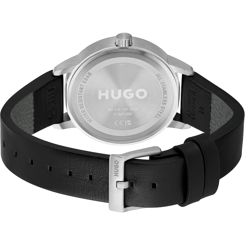 HUGO Define Men's Black Leather Strap Watch