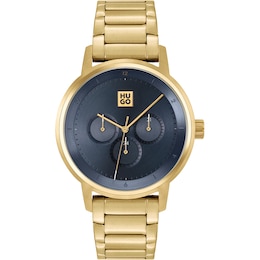 HUGO Define Men's Yellow Gold Tone Ion Plated Bracelet Watch