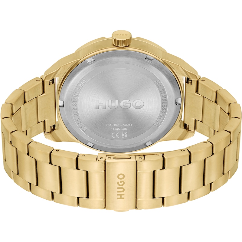 HUGO Grip Men's Yellow Gold Tone Ion Plated Bracelet Watch