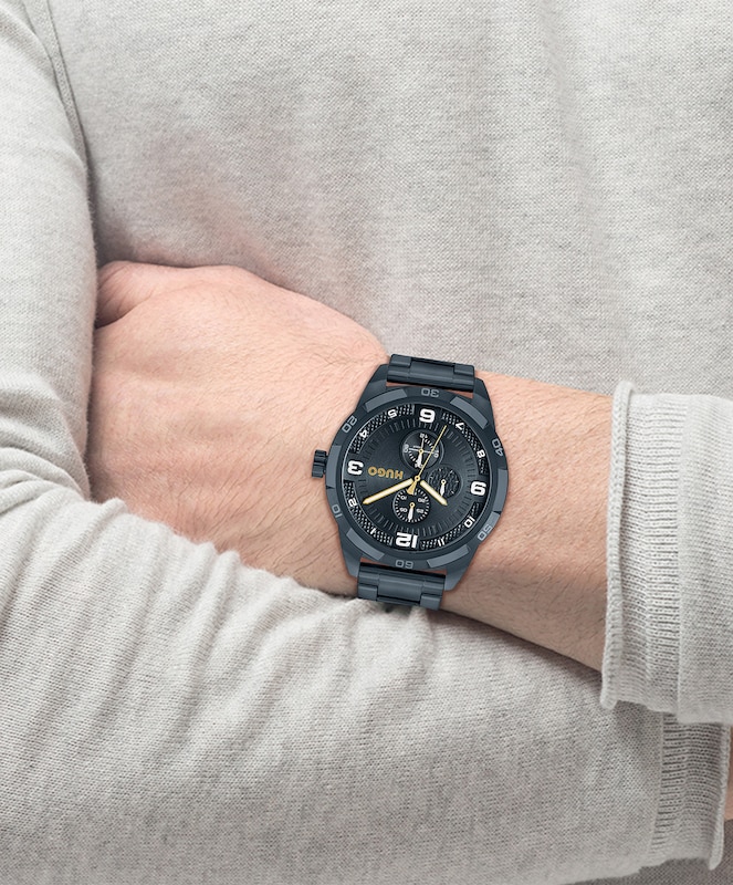 Main Image 4 of HUGO Grip Men's Blue Ion Plated Bracelet Watch