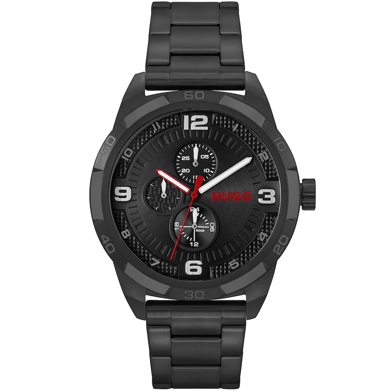 HUGO Grip Men's Black Ion Plated Bracelet Watch