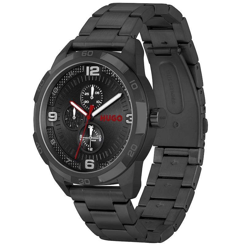 HUGO Grip Men's Black Ion Plated Bracelet Watch