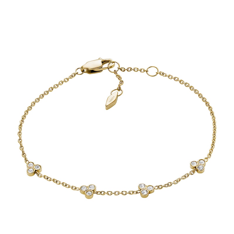 Sadie Trio Glitz Gold Tone Stainless Steel Station Bracelet | H.Samuel