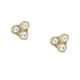 Fossil Sutton Trio Glitz Gold Tone Stud Earrings