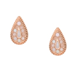 Fossil Rose Gold Tone Mother Of Pearl Mosaic Earrings