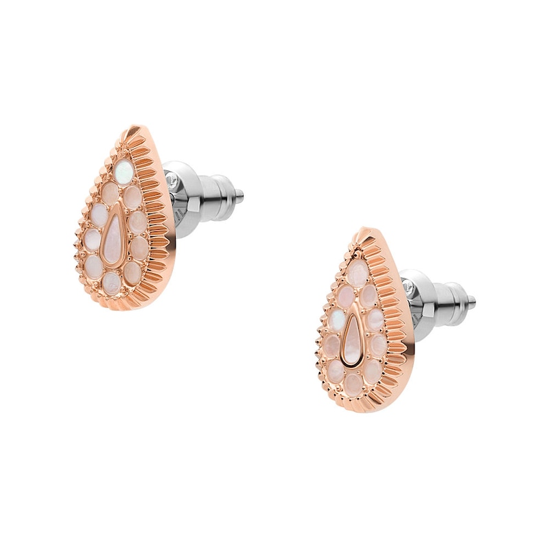 Main Image 3 of Fossil Rose Gold Tone Mother Of Pearl Mosaic Earrings