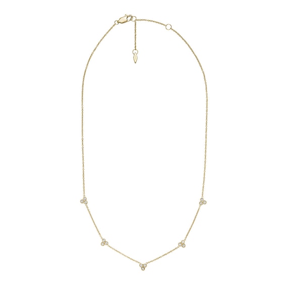 Sadie Trio Glitz Gold Tone Stainless Steel Station Necklace