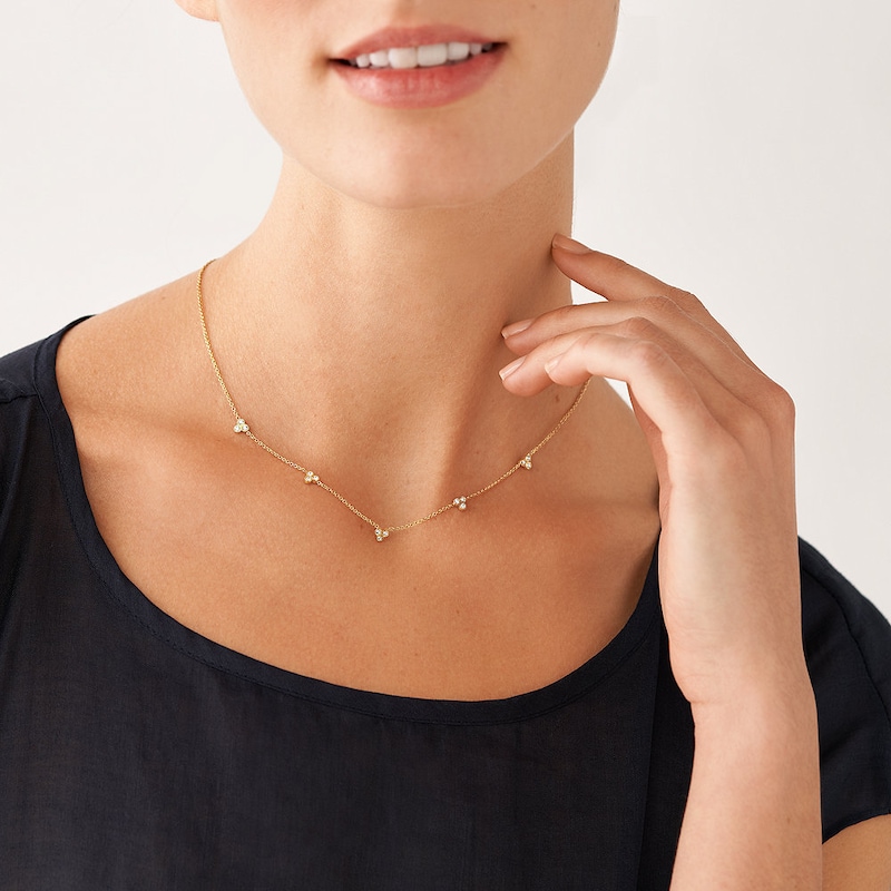Main Image 5 of Sadie Trio Glitz Gold Tone Stainless Steel Station Necklace