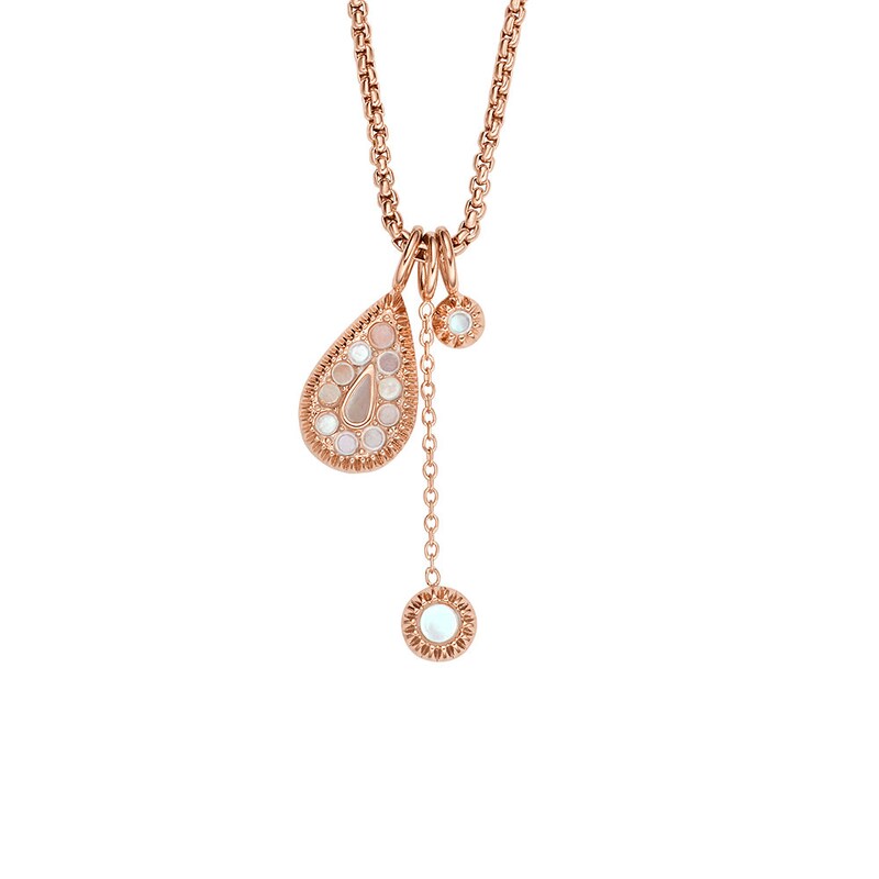 Main Image 2 of Fossil Rose Gold Tone Mother Of Pearl Mosaic Pendant