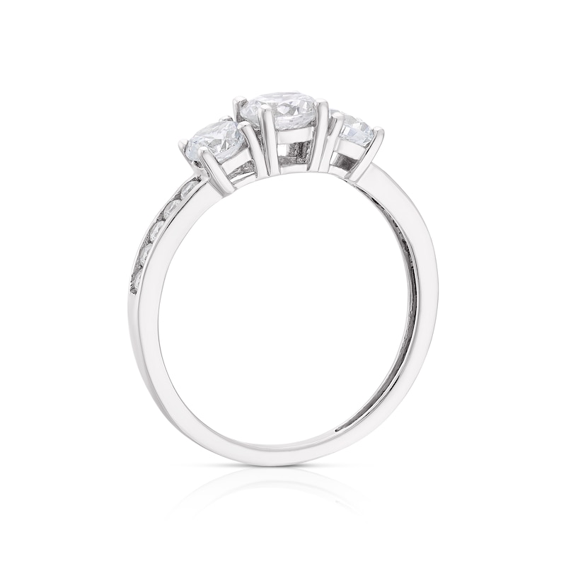 9ct White Gold Three Stone Cubic Zirconia Ring