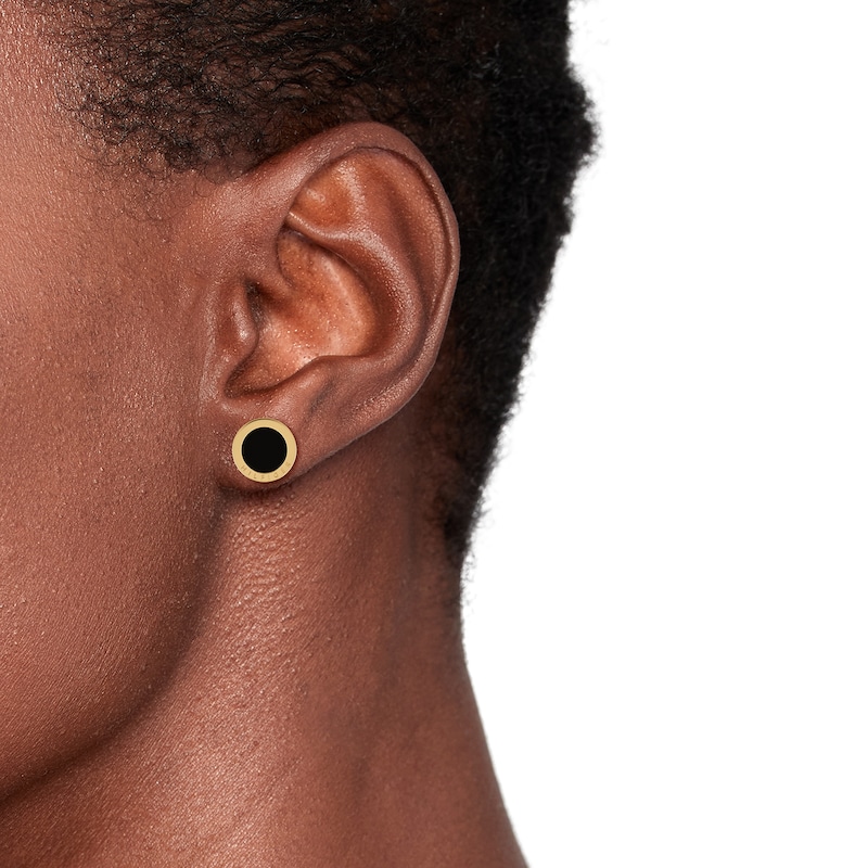 Main Image 2 of Tommy Hilfiger Gold Tone IP & Black Onyx Stud Earrings