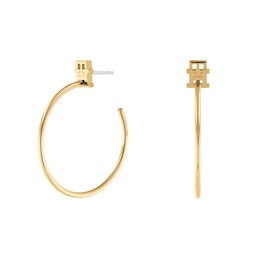 Tommy Hilfiger Gold Tone Monogram Hoop Earrings