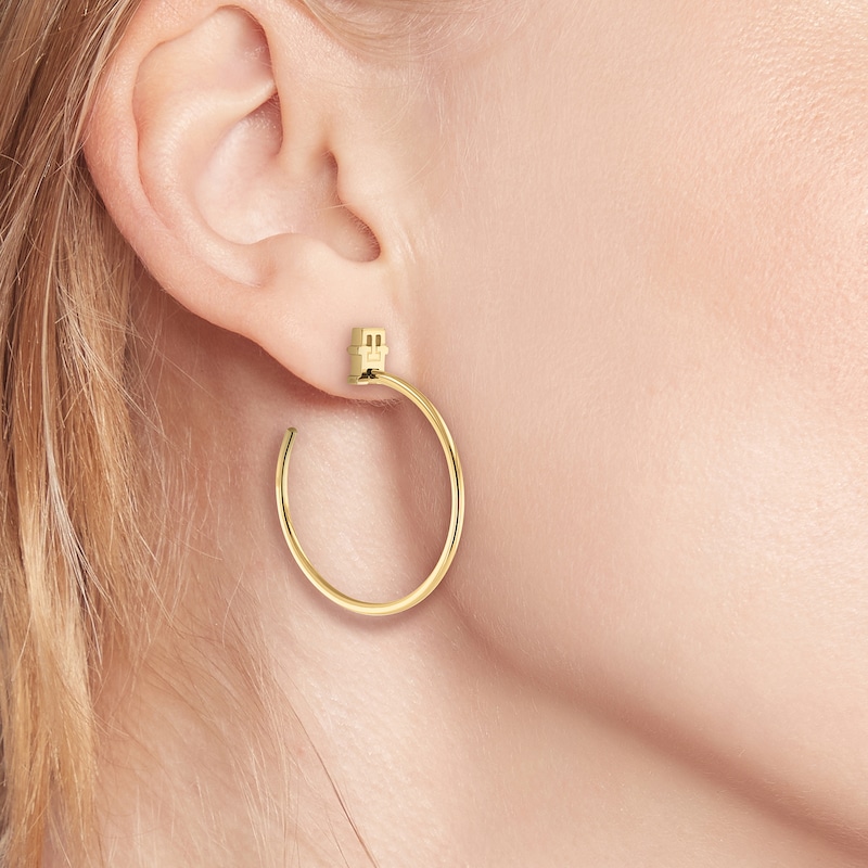 Main Image 2 of Tommy Hilfiger Gold Tone Monogram Hoop Earrings