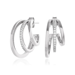 Olivia Burton Sterling Silver & Crystal Multi Hoop Earrings