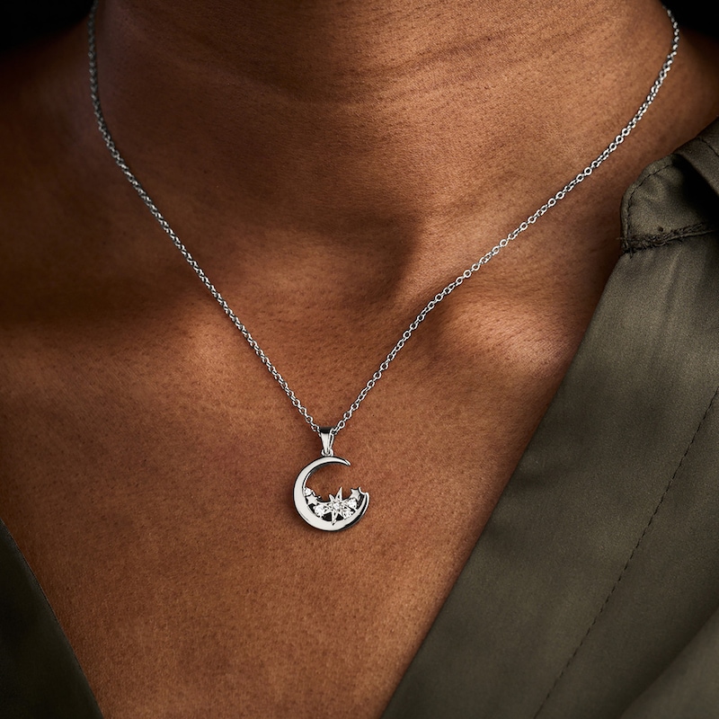 Main Image 3 of Olivia Burton Celestial Silver & Crystal Moon Pendant