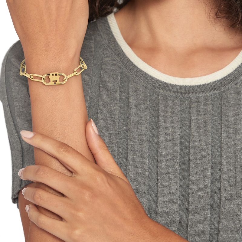Tommy Hilfiger Ladies' Gold Tone Monogram Chain Bracelet