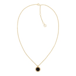 Tommy Hilfiger Adjustable Gold Tone IP & Black Onyx Pendant