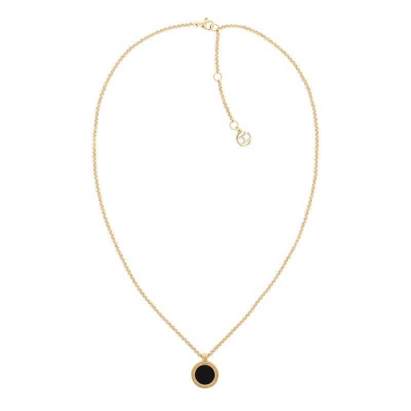 Tommy Hilfiger Adjustable Gold Tone IP & Black Onyx Pendant