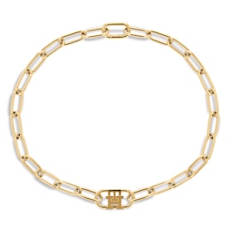 Tommy Hilfiger Gold Tone Monogram Chain Necklace