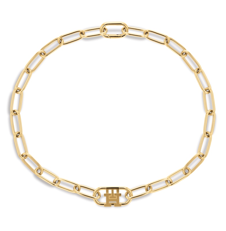 Tommy Hilfiger Gold Tone Monogram Chain Necklace