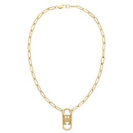 Tommy Hilfiger Gold Tone Monogram Chain Pendant