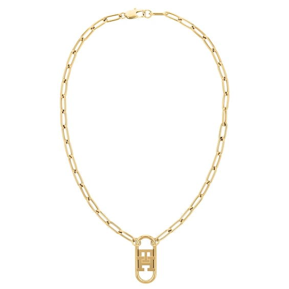 Tommy Hilfiger Gold Tone Monogram Chain Pendant