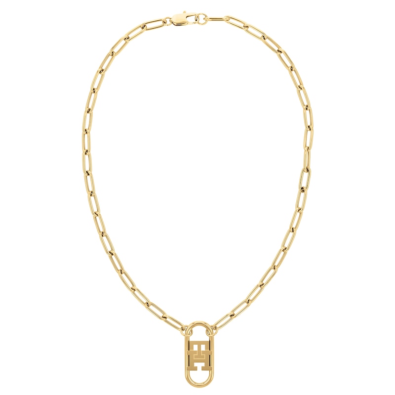 Tommy Hilfiger Gold Tone Monogram Chain Pendant