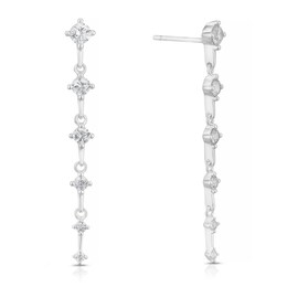 Sterling Silver & Cubic Zirconia Graduated Drop Earrings