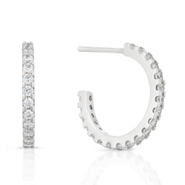 Sterling Silver & Cubic Zirconia Claw Set Half Hoop Earrings