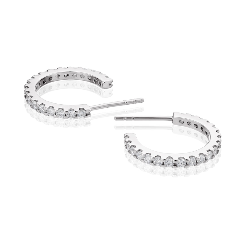 Main Image 2 of Sterling Silver & Cubic Zirconia Claw Set Half Hoop Earrings
