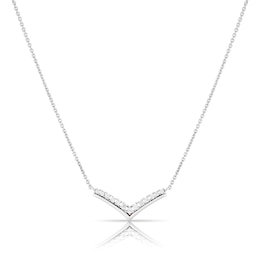 Sterling Silver & Cubic Zirconia Wishbone Shaped Necklace
