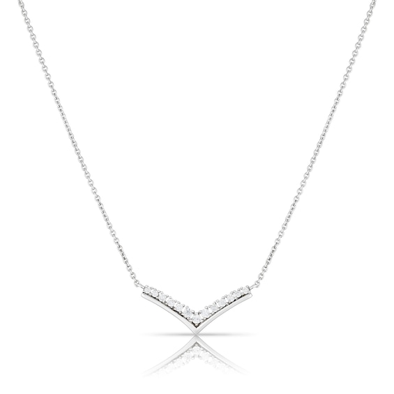 Sterling Silver and Cubic Zirconia Wishbone Shaped Necklace