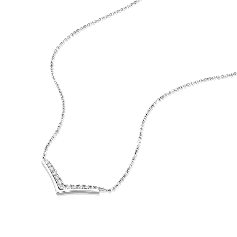 Sterling Silver & Cubic Zirconia Wishbone Shaped Necklace