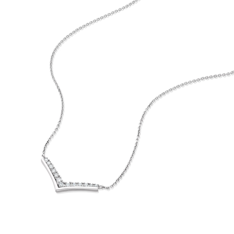 Main Image 2 of Sterling Silver & Cubic Zirconia Wishbone Shaped Necklace