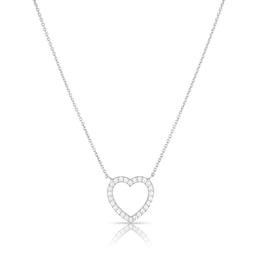 Sterling Silver & Cubic Zirconia Open Heart Necklace