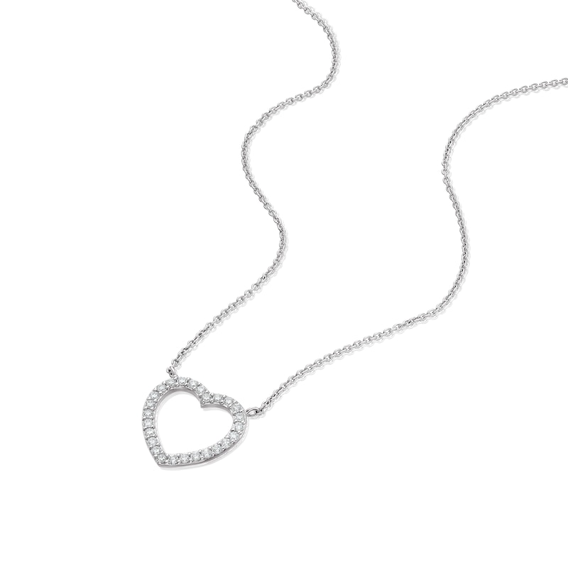 Main Image 2 of Sterling Silver & Cubic Zirconia Open Heart Necklace