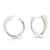 Thumbnail Image 1 of Sterling Silver CZ & Graduated Pearl Circle Stud Earrings
