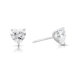 Sterling Silver Heart Shaped Cubic Zirconia Stud Earrings