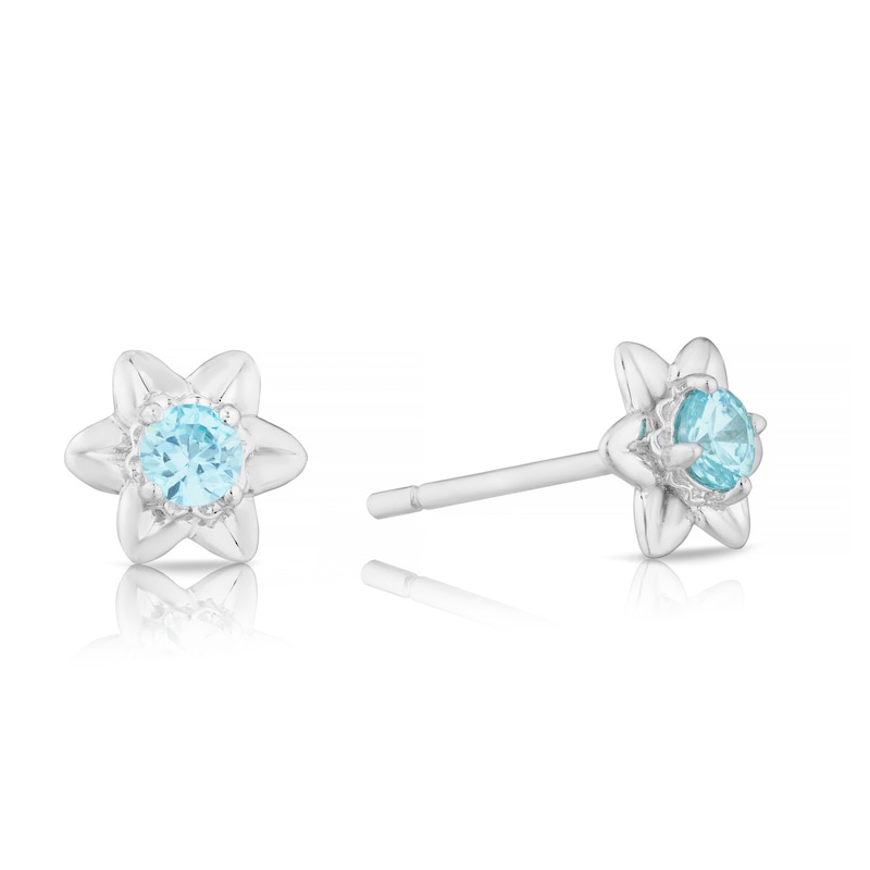 Main Image 1 of Sterling Silver CZ Daffodils March Birth Flower Earrings