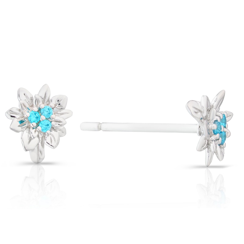 Main Image 1 of Sterling Silver CZ Holly December Birth Month Stud Earrings