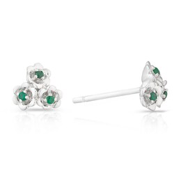 Sterling Silver CZ Hawthorn May Birth Flower Earrings