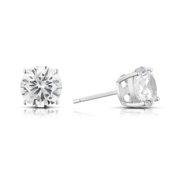 Sterling Silver Round Cubic Zirconia Stud Earrings
