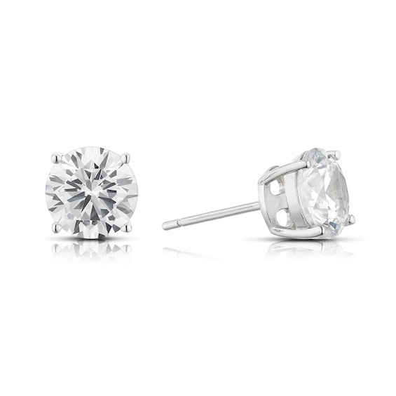 Sterling Silver Round Cubic Zirconia Stud Earrings H.Samuel