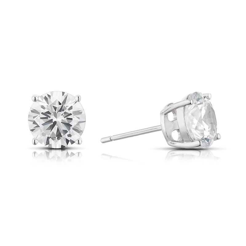 Main Image 1 of Sterling Silver Round Cubic Zirconia Stud Earrings