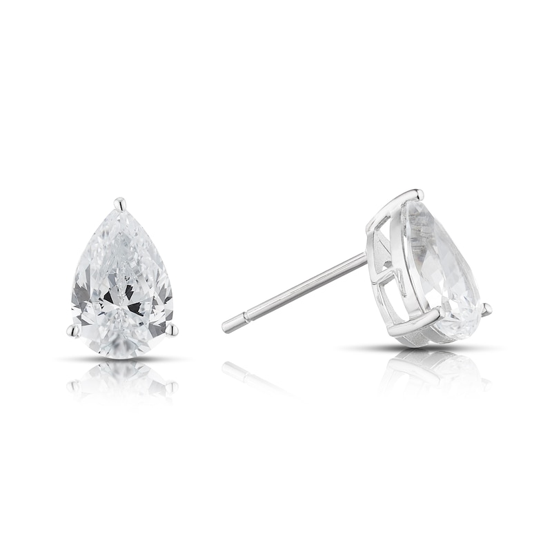 Sterling Silver Pear Shaped Cubic Zirconia Stud Earrings